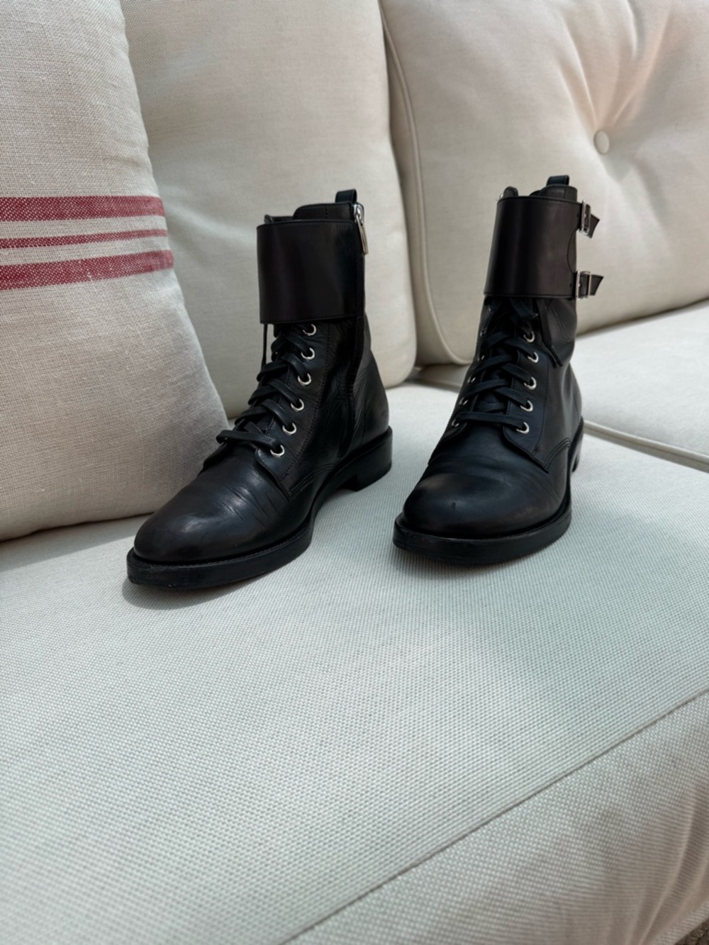 Sz39 Gianvito Rossi Lagarde Black Leather Combat Boots
